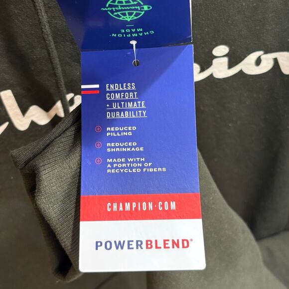 Champion Men's Powerblend Fleece Hoodie Olive Large - Picture 4 of 5